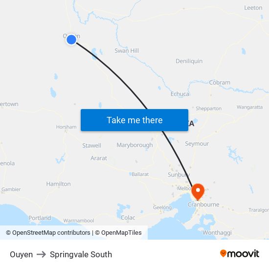 Ouyen to Springvale South map