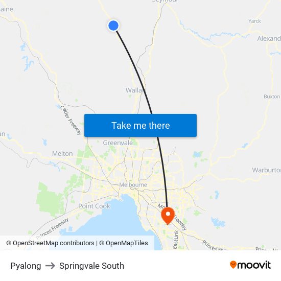 Pyalong to Springvale South map