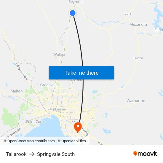 Tallarook to Springvale South map