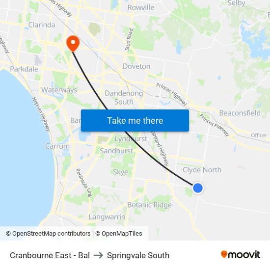 Cranbourne East - Bal to Springvale South map