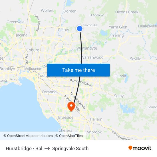 Hurstbridge - Bal to Springvale South map