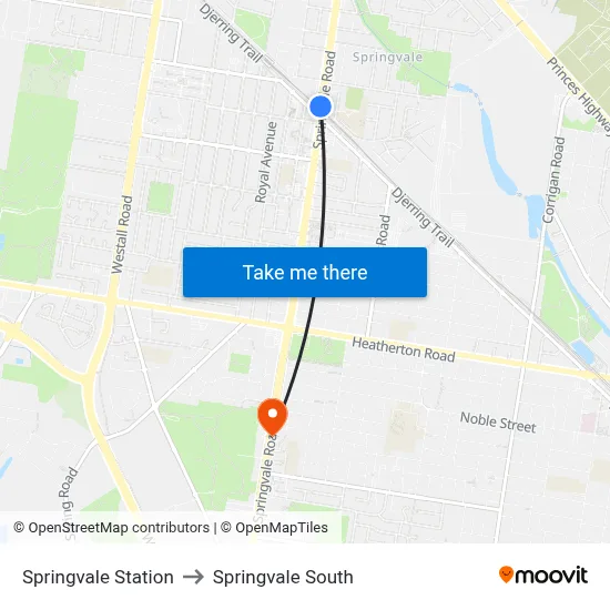 Springvale Station to Springvale South map