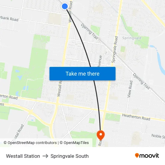 Westall Station to Springvale South map