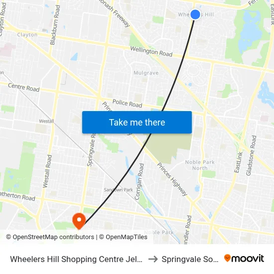Wheelers Hill Shopping Centre Jells Rd to Springvale South map