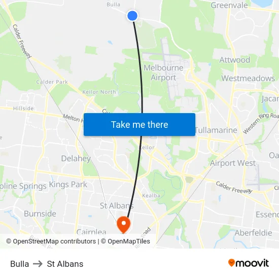 Bulla to St Albans map