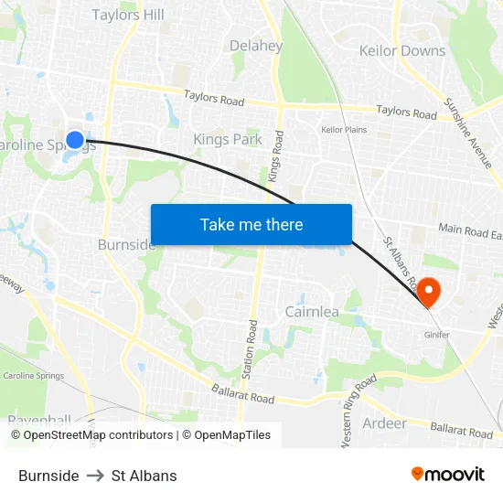 Burnside to St Albans map