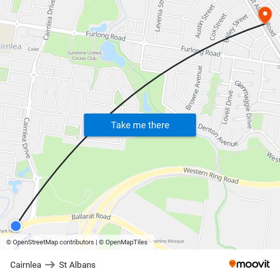 Cairnlea to St Albans map