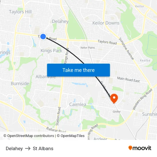 Delahey to St Albans map