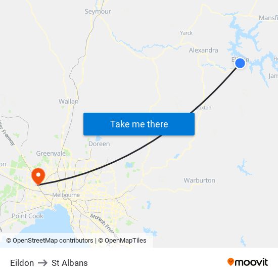 Eildon to St Albans map