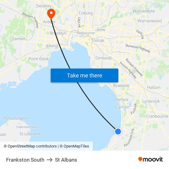 Frankston South to St Albans map