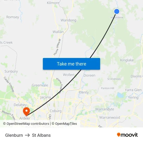Glenburn to St Albans map