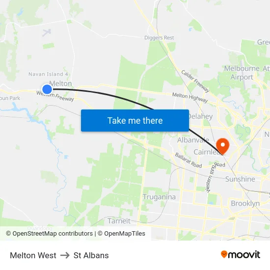 Melton West to St Albans map