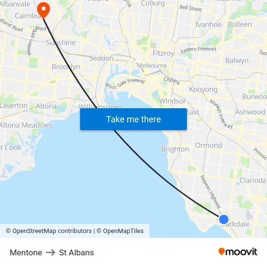 Mentone to St Albans map