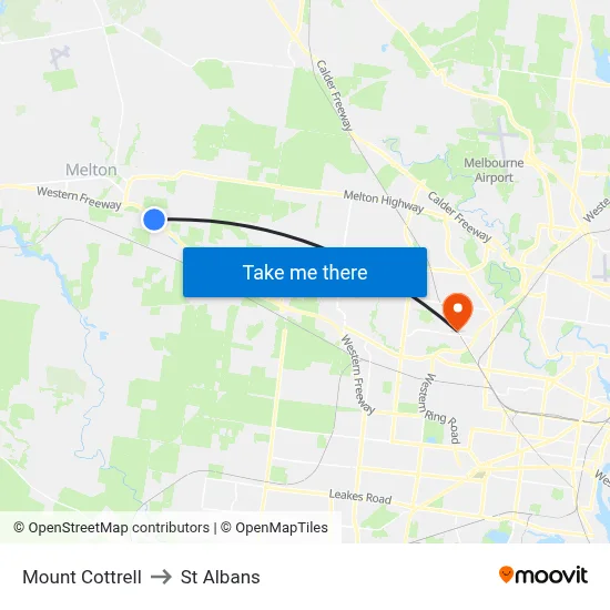 Mount Cottrell to St Albans map