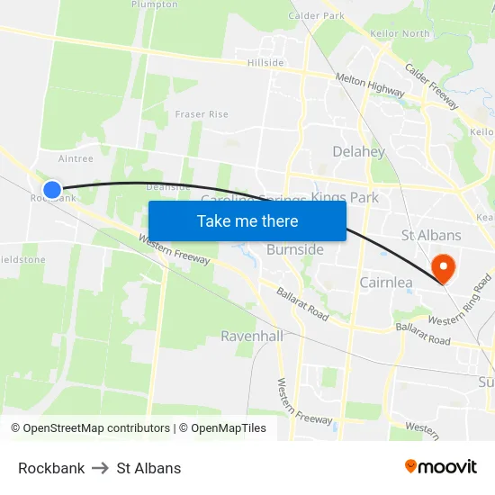 Rockbank to St Albans map