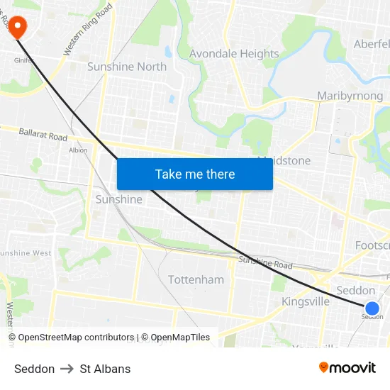 Seddon to St Albans map