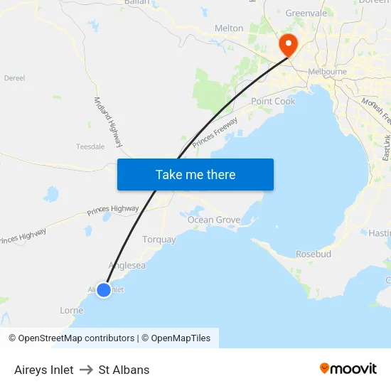 Aireys Inlet to St Albans map