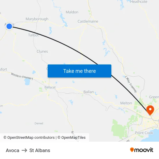 Avoca to St Albans map