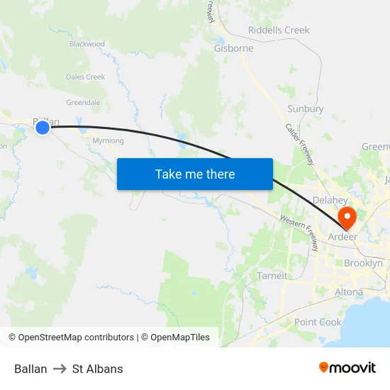 Ballan to St Albans map