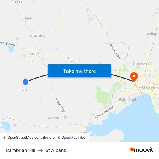 Cambrian Hill to St Albans map