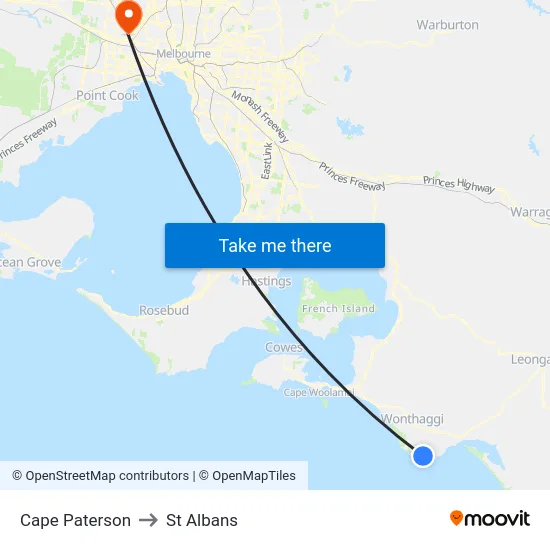 Cape Paterson to St Albans map