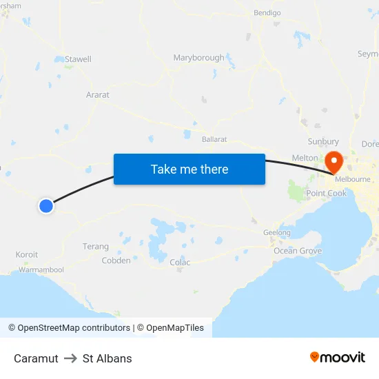 Caramut to St Albans map