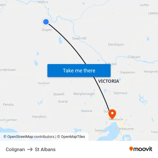 Colignan to St Albans map