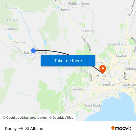 Darley to St Albans map