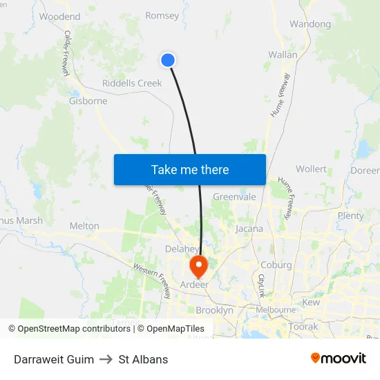 Darraweit Guim to St Albans map