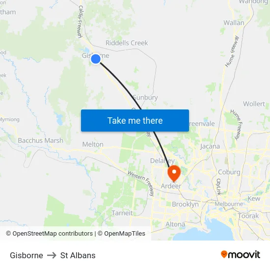 Gisborne to St Albans map