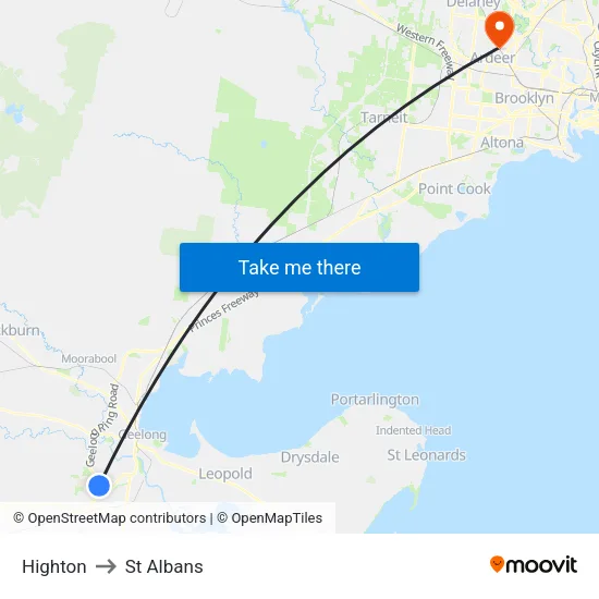 Highton to St Albans map
