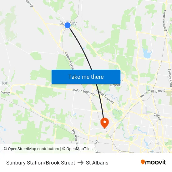 Sunbury Station/Brook Street to St Albans map