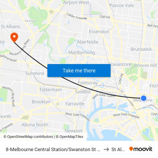 8-Melbourne Central Station/Swanston St (Melbourne City) to St Albans map