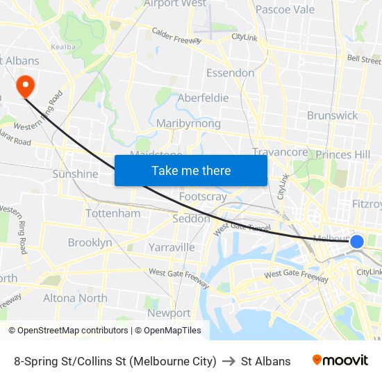 8-Spring St/Collins St (Melbourne City) to St Albans map