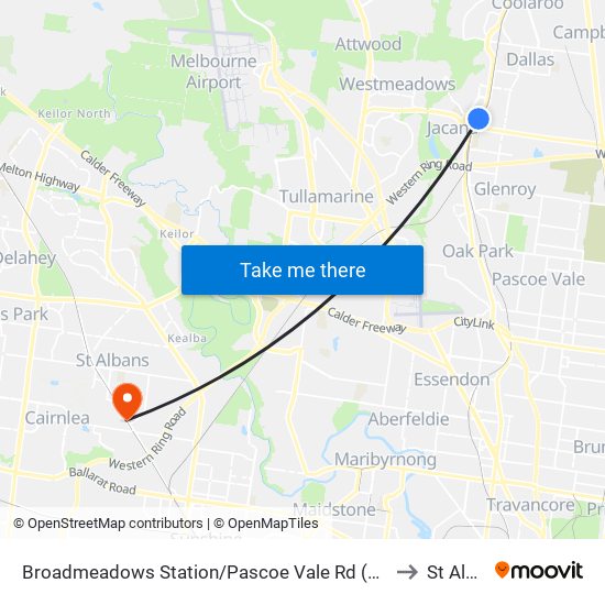 Broadmeadows Station/Pascoe Vale Rd (Broadmeadows) to St Albans map