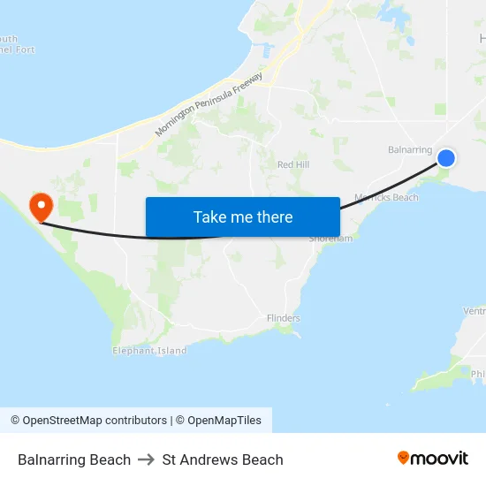 Balnarring Beach to St Andrews Beach map