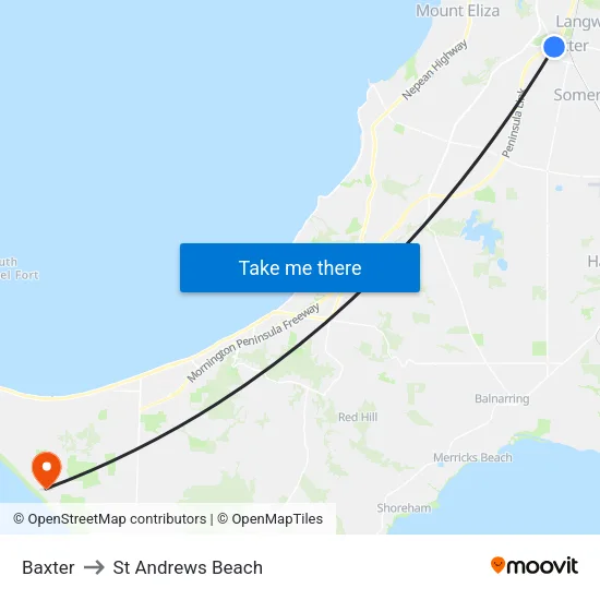 Baxter to St Andrews Beach map