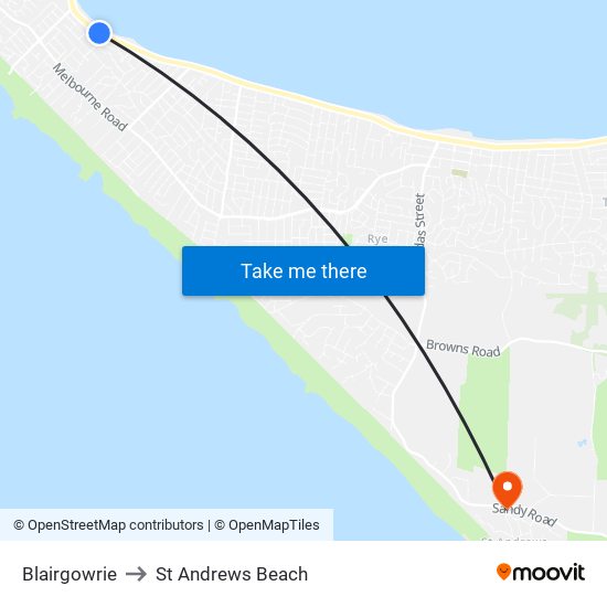 Blairgowrie to St Andrews Beach map