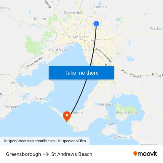 Greensborough to St Andrews Beach map