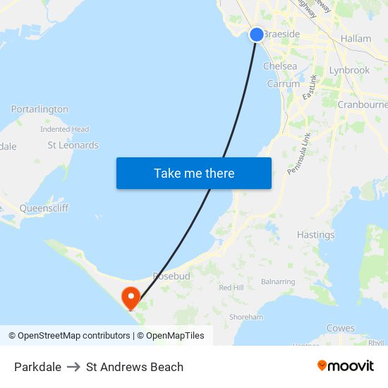 Parkdale to St Andrews Beach map