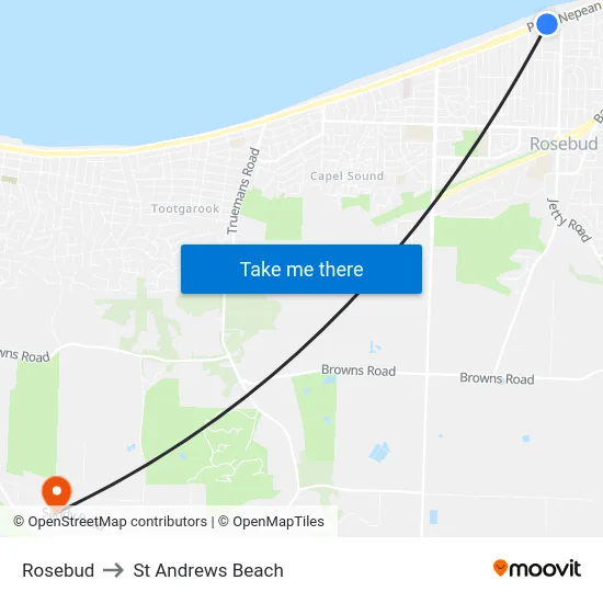Rosebud to St Andrews Beach map