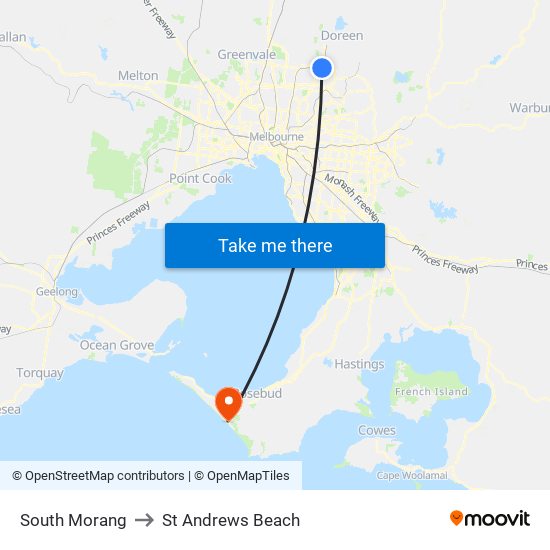 South Morang to St Andrews Beach map