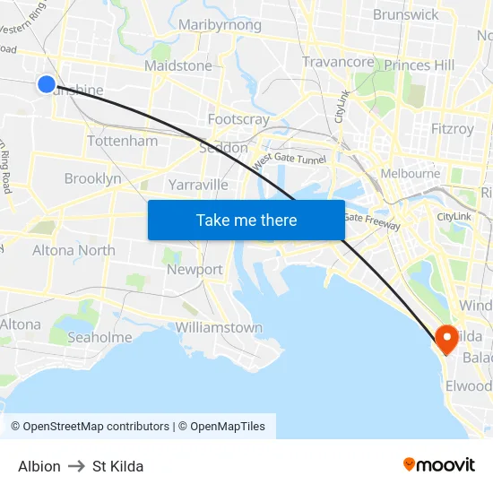 Albion to St Kilda map