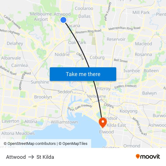 Attwood to St Kilda map