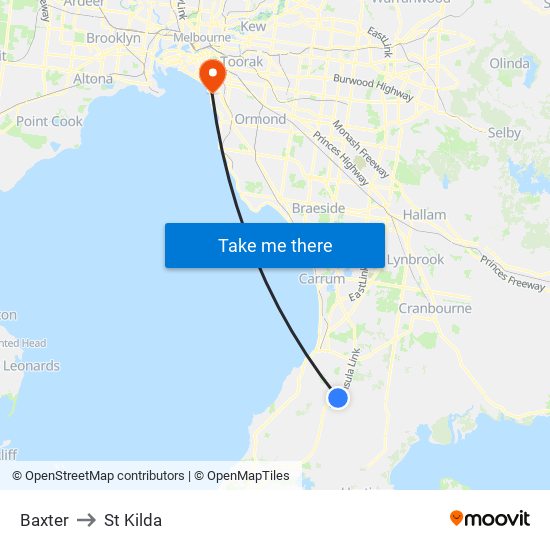 Baxter to St Kilda map