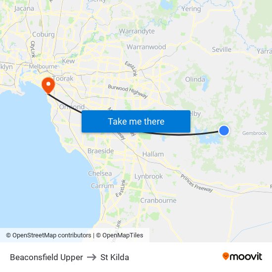 Beaconsfield Upper to St Kilda map