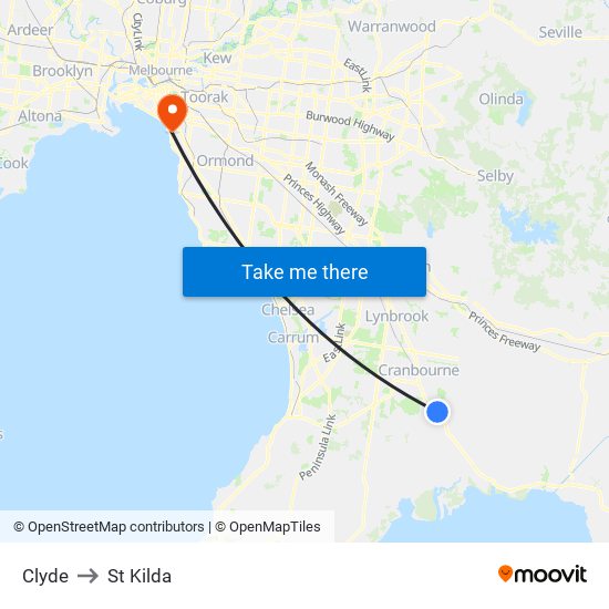 Clyde to St Kilda map