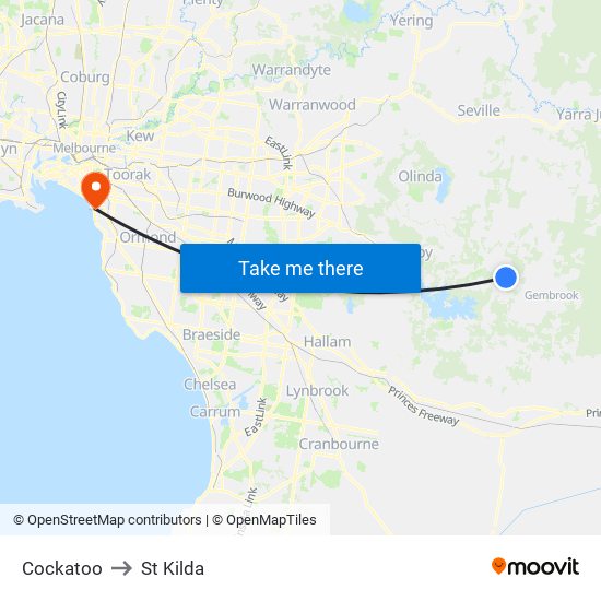 Cockatoo to St Kilda map