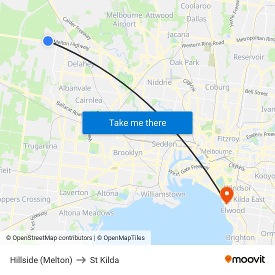 Hillside (Melton) to St Kilda map