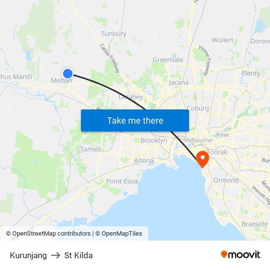 Kurunjang to St Kilda map